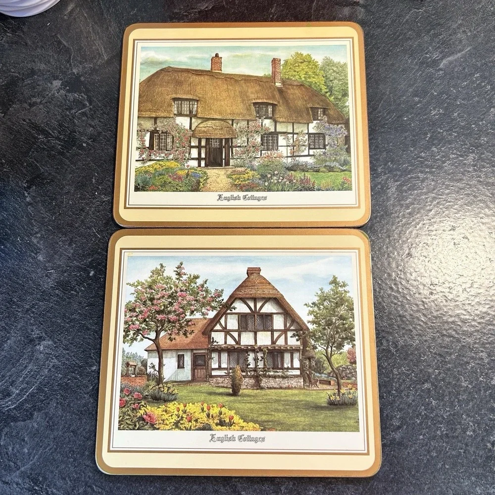 Pimpernel Acrylic‎ English Cottages 6 Placemats & 14 Coasters Cork Back